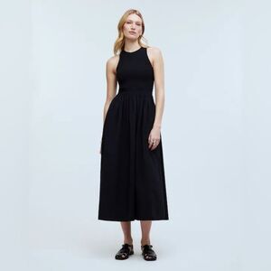 Madewell The Melody Smocked Midi Dress Black Womens Size XS Springsp